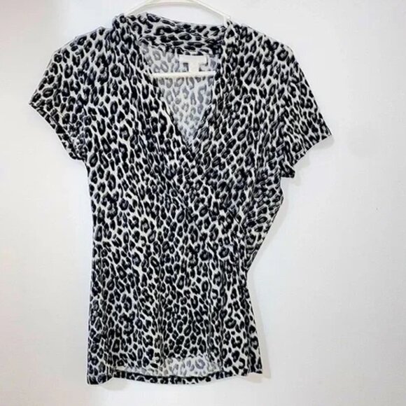 Leopard print vee neck charter club by macys flawless vintage tts size small !! - Picture 1 of 7